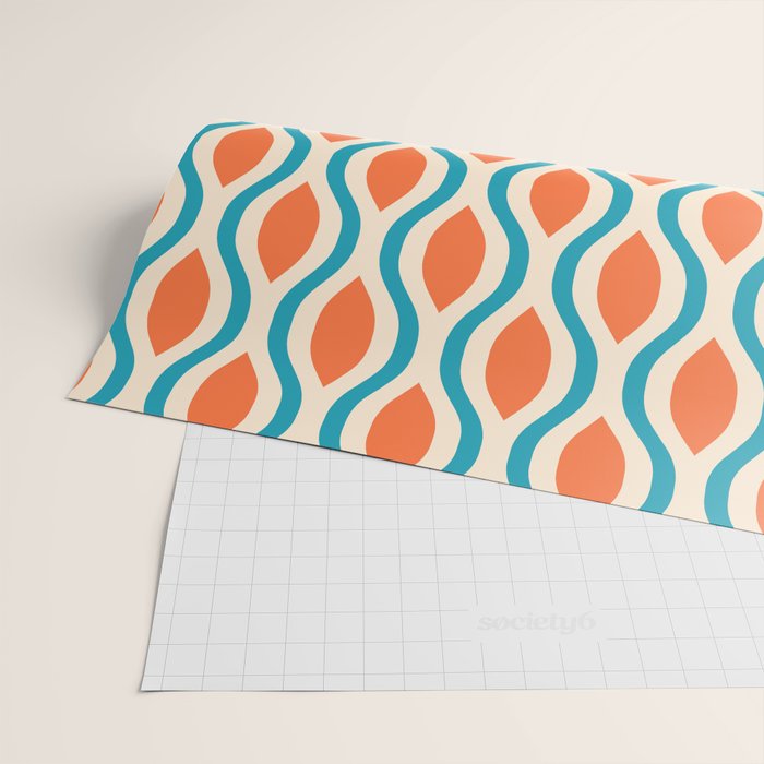 Mid Century Modern Decoration 442 Orange Beige and Turquoise Wrapping Paper Gallery Image 2