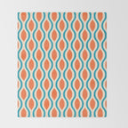Mid Century Modern Decoration 442 Orange Beige and Turquoise Throw Blanket Gallery Image 2