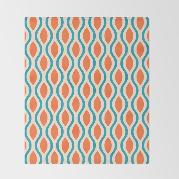 Mid Century Modern Decoration 442 Orange Beige and Turquoise Throw Blanket Gallery Image 2
