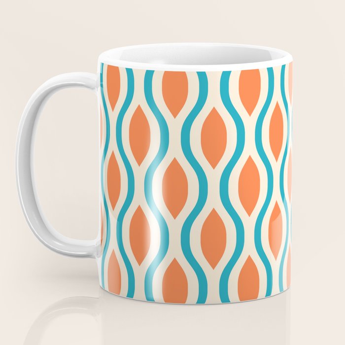 Mid Century Modern Decoration 442 Orange Beige and Turquoise Coffee Mug Gallery Image 3