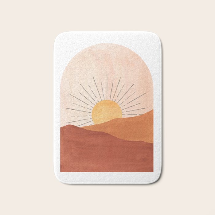 Abstract terracotta landscape, sun and desert, sunrise #1 Bath Mat Gallery Image 1