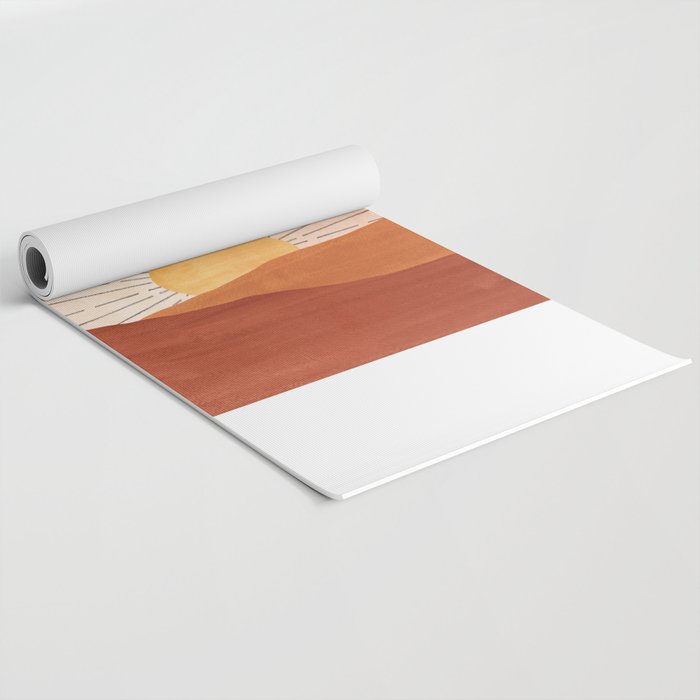 Abstract terracotta landscape, sun and desert, sunrise #1 Yoga Mat Gallery Image 2