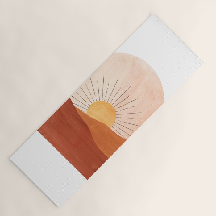 Abstract terracotta landscape, sun and desert, sunrise #1 Yoga Mat Gallery Image 1