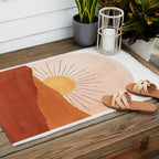 Abstract terracotta landscape, sun and desert, sunrise #1 Outdoor Rug Gallery Image 2