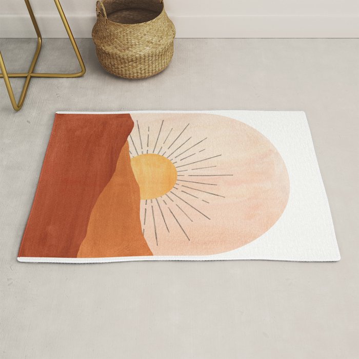 Abstract terracotta landscape, sun and desert, sunrise #1 Rug Gallery Image 1