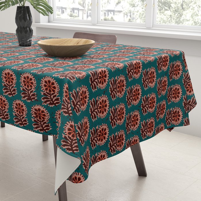 MACHA TEAL COSMOS Tablecloth Gallery Image 3