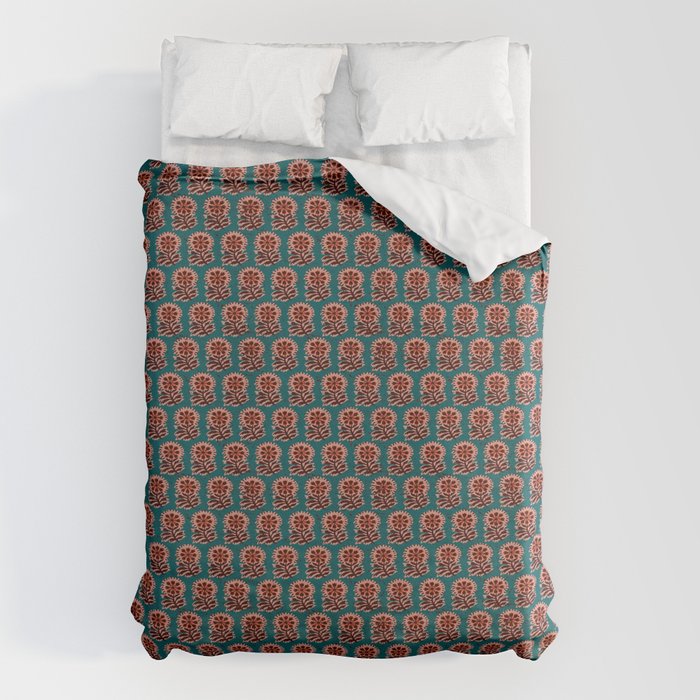 MACHA TEAL COSMOS Duvet Cover Gallery Image 1
