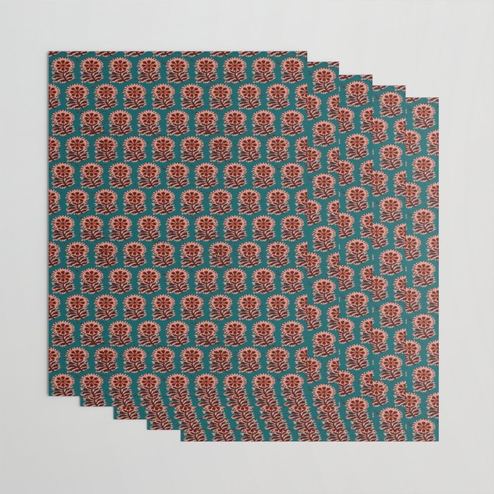 MACHA TEAL COSMOS Wrapping Paper Gallery Image 3