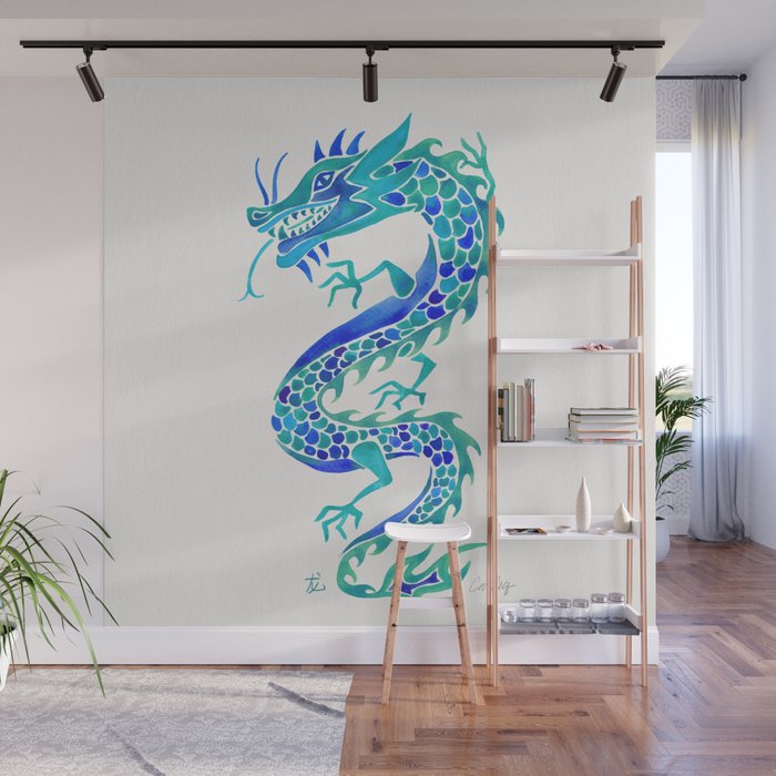 Chinese Dragon - Blue Palette Wall Mural Gallery Image 1