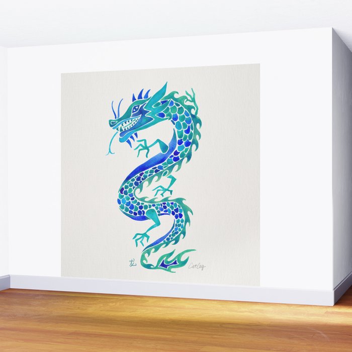 Chinese Dragon - Blue Palette Wall Mural Gallery Image 2