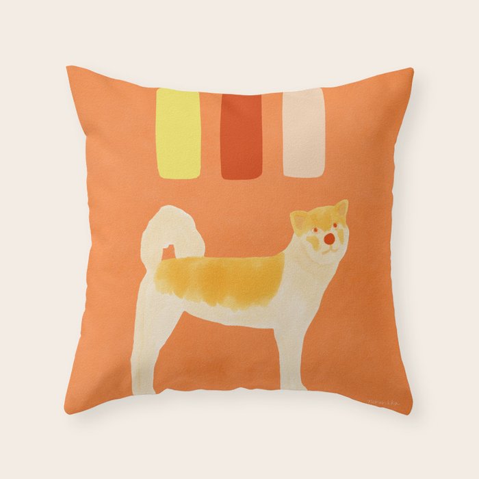 Dog and Dashes - Light Orange and Orange Throw Pillow Gallery Image 6