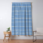 Nautical Blue White Stripes Hand Painted Coastal Pattern Window Curtain Gallery Image 5