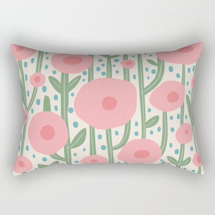 Flower Market Amsterdam Retro Scandi Spring Print Rectangular Pillow Gallery Image 1