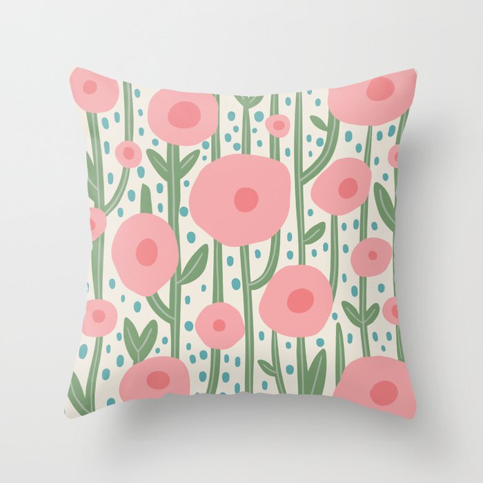 Flower Market Amsterdam Retro Scandi Spring Print Throw Pillow Gallery Image 6
