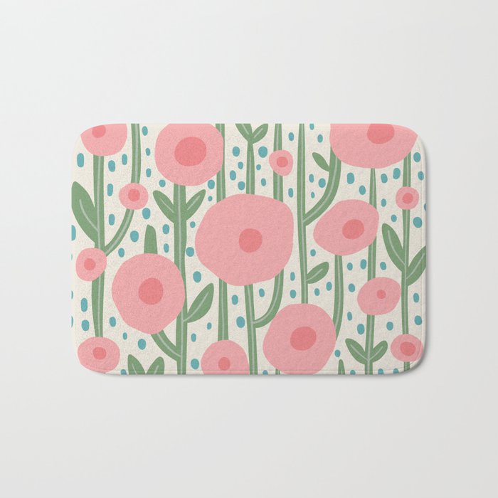 Flower Market Amsterdam Retro Scandi Spring Print Bath Mat Gallery Image 1