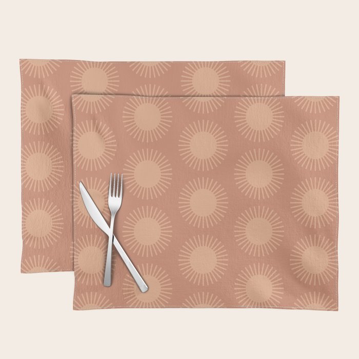 Boho Summer Sun Pattern XII Peach Placemat Gallery Image 1