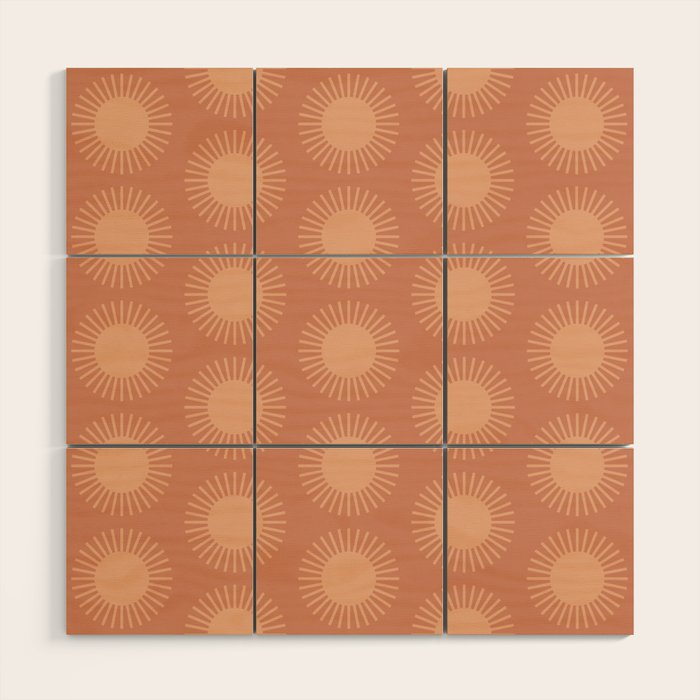 Boho Summer Sun Pattern XII Peach Wood Wall Art Gallery Image 1