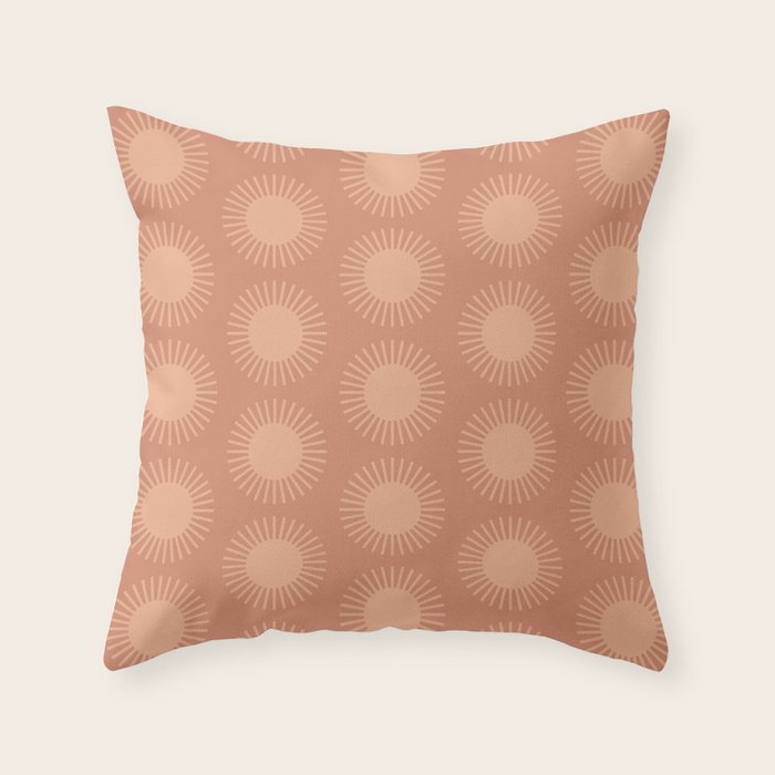 Boho Summer Sun Pattern XII Peach Throw Pillow Gallery Image 6
