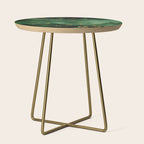 Winter Gold Flowers On Emerald Marble Texture Side Table Gallery Image 1