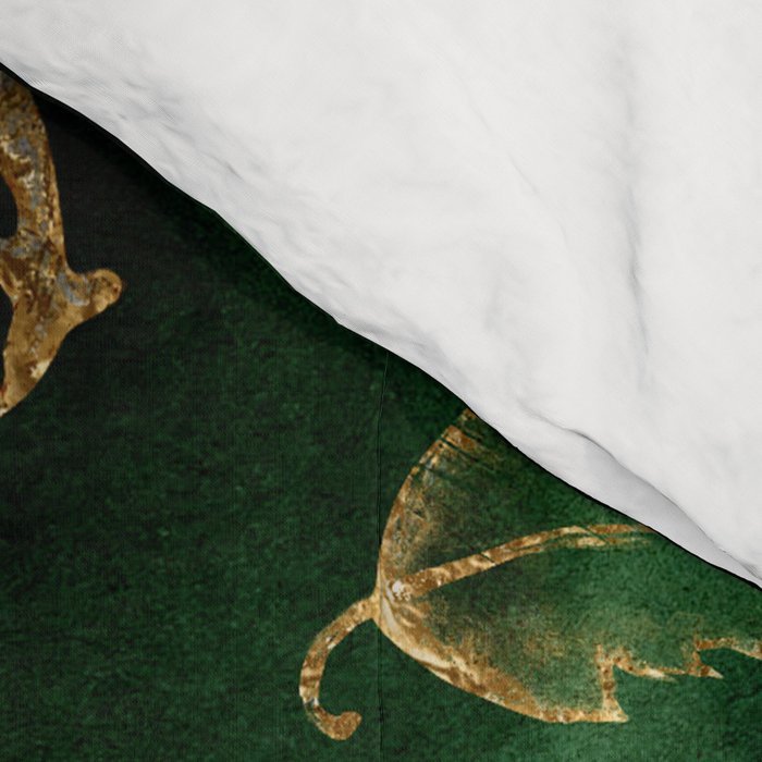 Winter Gold Flowers On Emerald Marble Texture Comforter Gallery Image 4