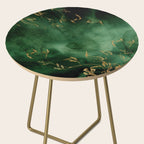 Winter Gold Flowers On Emerald Marble Texture Side Table Gallery Image 2