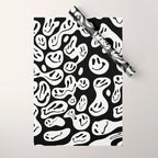 Black and White Dripping Smiley Wrapping Paper Gallery Image 1