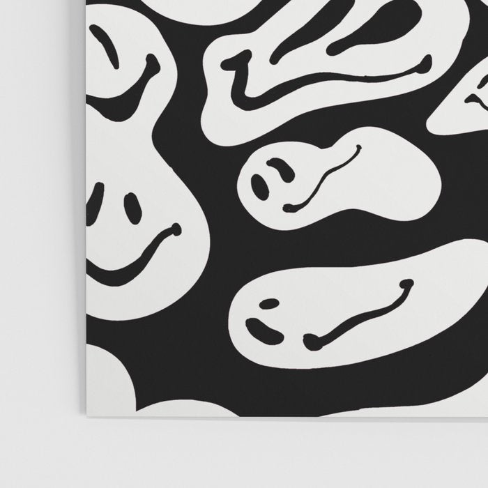 Black and White Dripping Smiley Poster Gallery Image 3