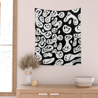 Black and White Dripping Smiley Wall Tapestry Gallery Image 2