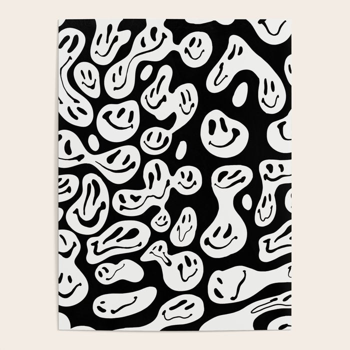 Black and White Dripping Smiley Poster Gallery Image 4