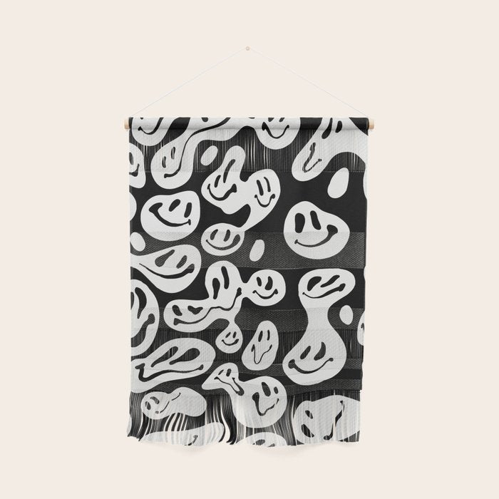 Black and White Dripping Smiley Wall Hanging Gallery Image 1