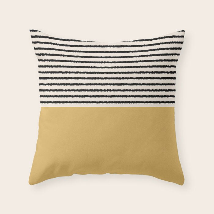 Texture - Black Stripes Gold Throw Pillow Gallery Image 1