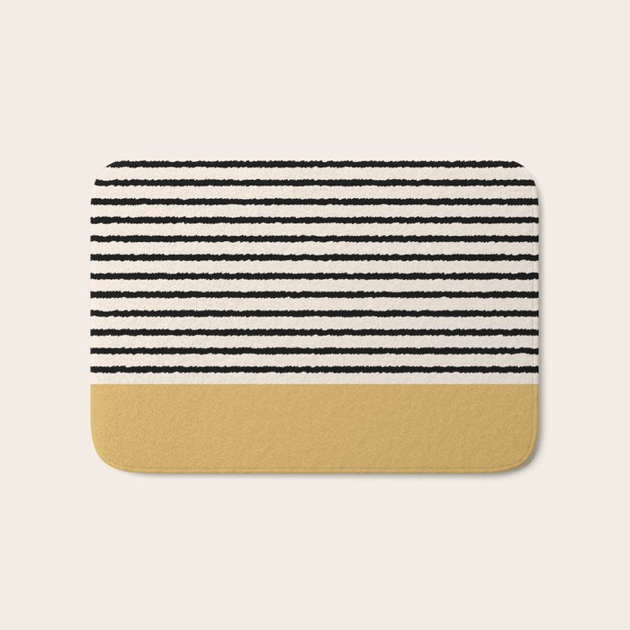 Texture - Black Stripes Gold Bath Mat Gallery Image 1