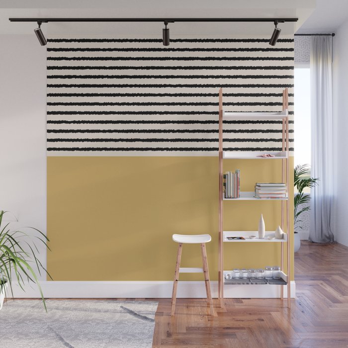 Texture - Black Stripes Gold Wall Mural Gallery Image 1