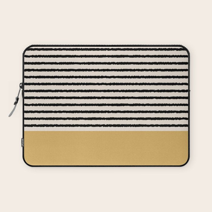 Texture - Black Stripes Gold Laptop Sleeve Gallery Image 1