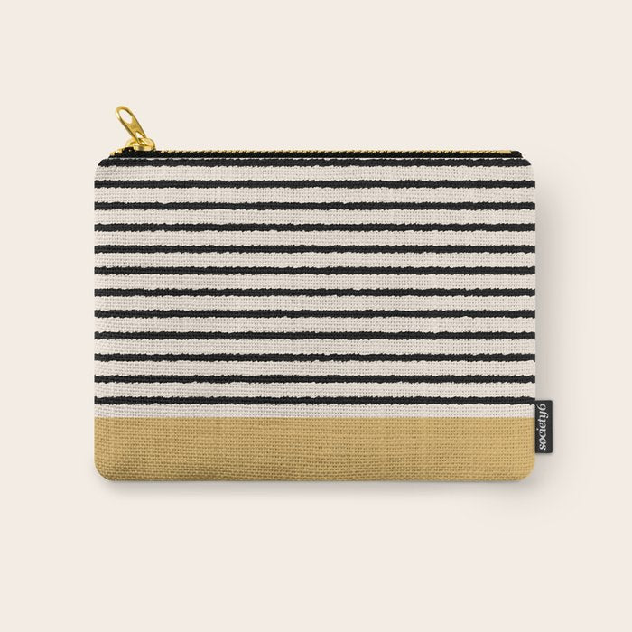 Texture - Black Stripes Gold Carry All Pouch Gallery Image 1
