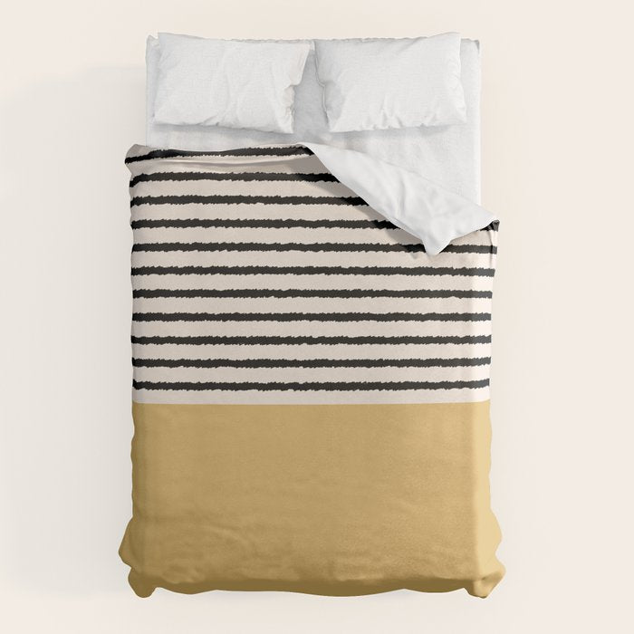 Texture - Black Stripes Gold Duvet Cover Gallery Image 1