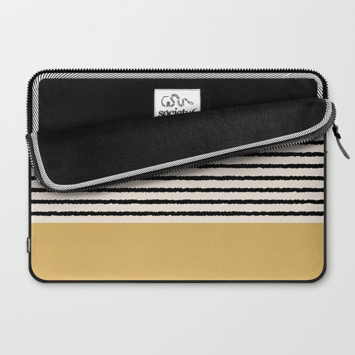 Texture - Black Stripes Gold Laptop Sleeve Gallery Image 2
