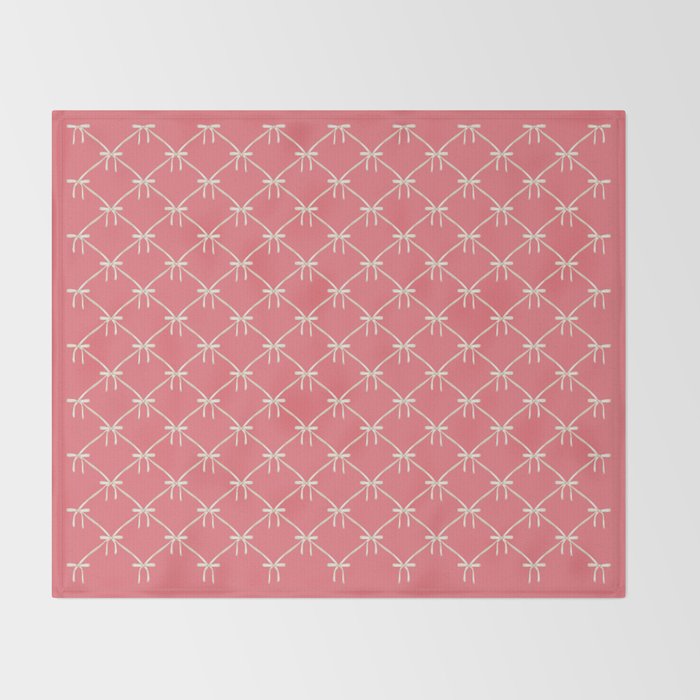 Bows & Ribbons Pattern LII Coral Pink Throw Blanket Gallery Image 2