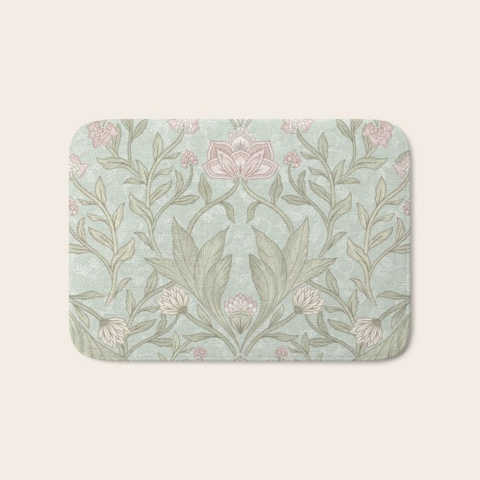 Ivy Morris Sage Green Floral Damask with Climbing Vines Bath Mat Gallery Image 1