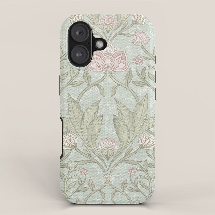 Ivy Morris Sage Green Floral Damask with Climbing Vines iPhone Case Gallery Image 1