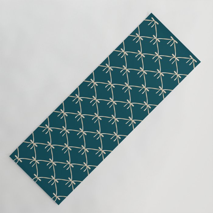 Bows & Ribbons Pattern XXIX Dark Teal Yoga Mat Gallery Image 1