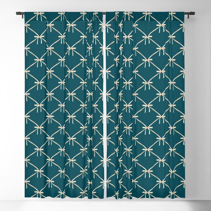 Bows & Ribbons Pattern XXIX Dark Teal Window Curtain Gallery Image 1