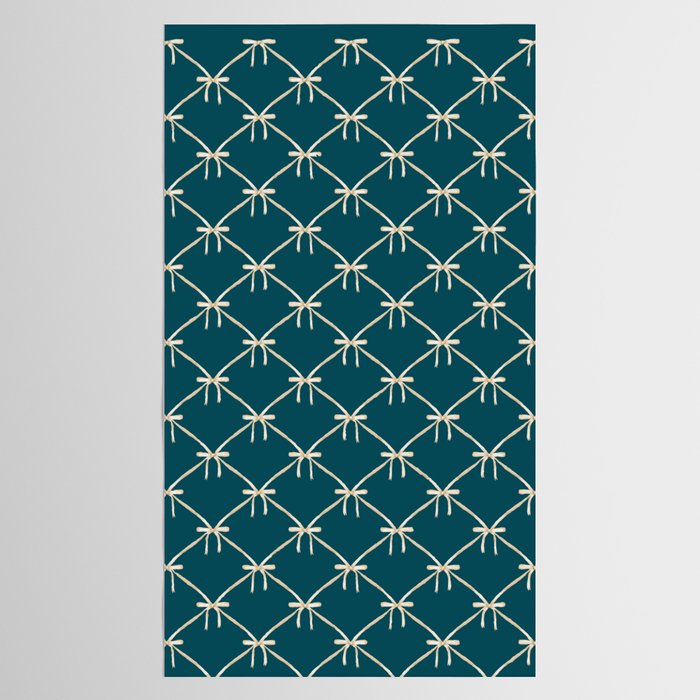 Bows & Ribbons Pattern XXIX Dark Teal Tablecloth Gallery Image 2