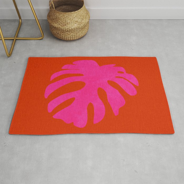 leaf shape solo pink orange summer vibes Rug Gallery Image 1