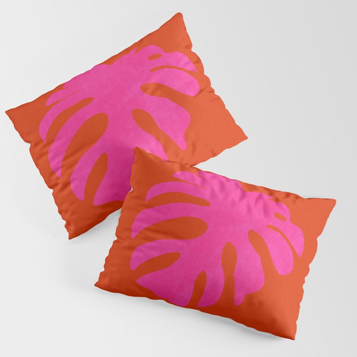 leaf shape solo pink orange summer vibes Pillow Sham Gallery Image 1