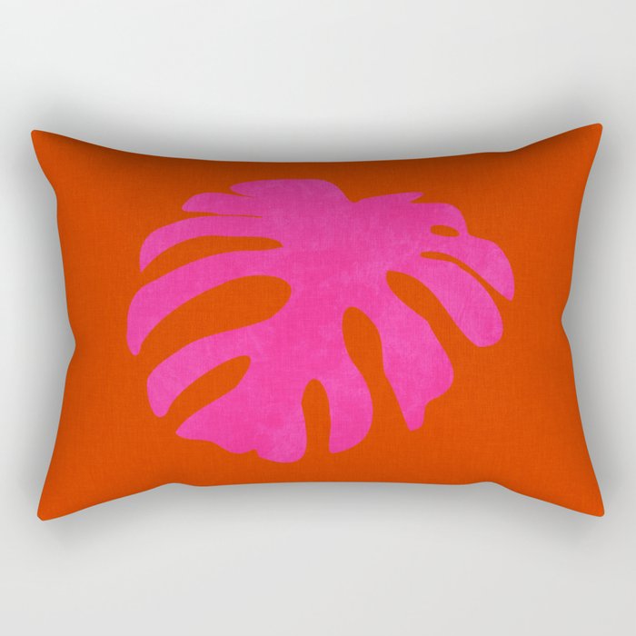 leaf shape solo pink orange summer vibes Rectangular Pillow Gallery Image 2