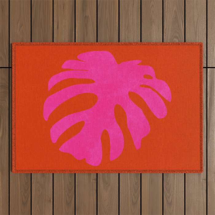 leaf shape solo pink orange summer vibes Outdoor Rug Gallery Image 1