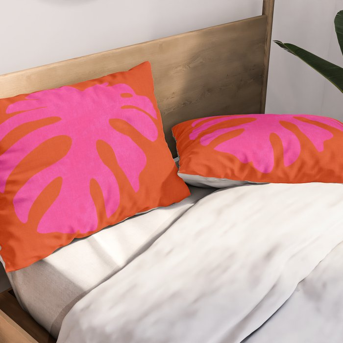 leaf shape solo pink orange summer vibes Pillow Sham Gallery Image 2