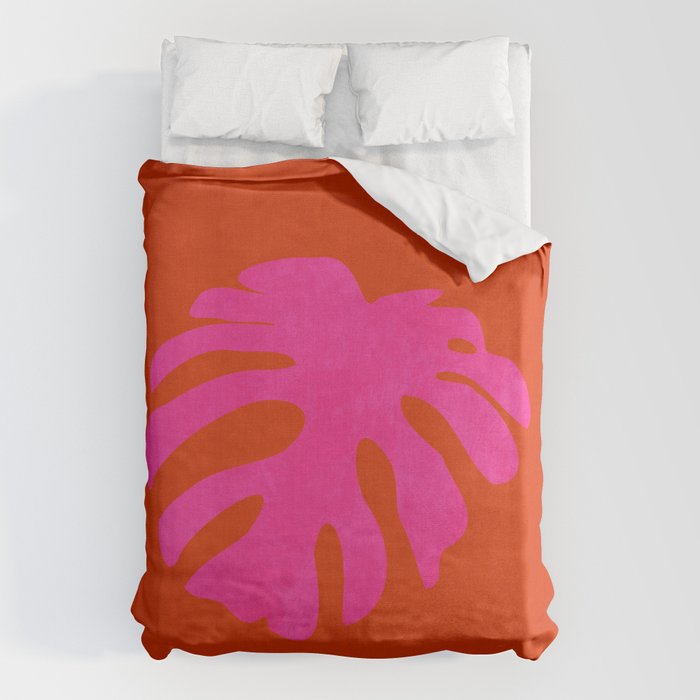 leaf shape solo pink orange summer vibes Duvet Cover Gallery Image 6