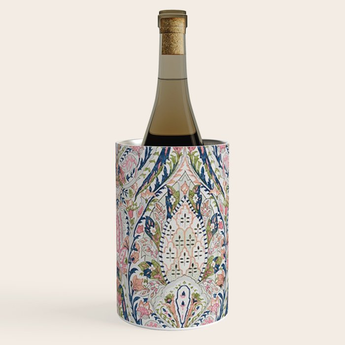 Pink Blue Green Leaf Flower Paisley Wine Chiller Gallery Image 2